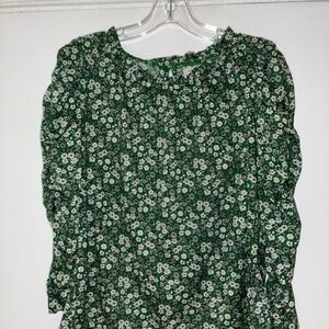 Green Floral Long-Sleeve Women’s Blouse Max Studio Sz S